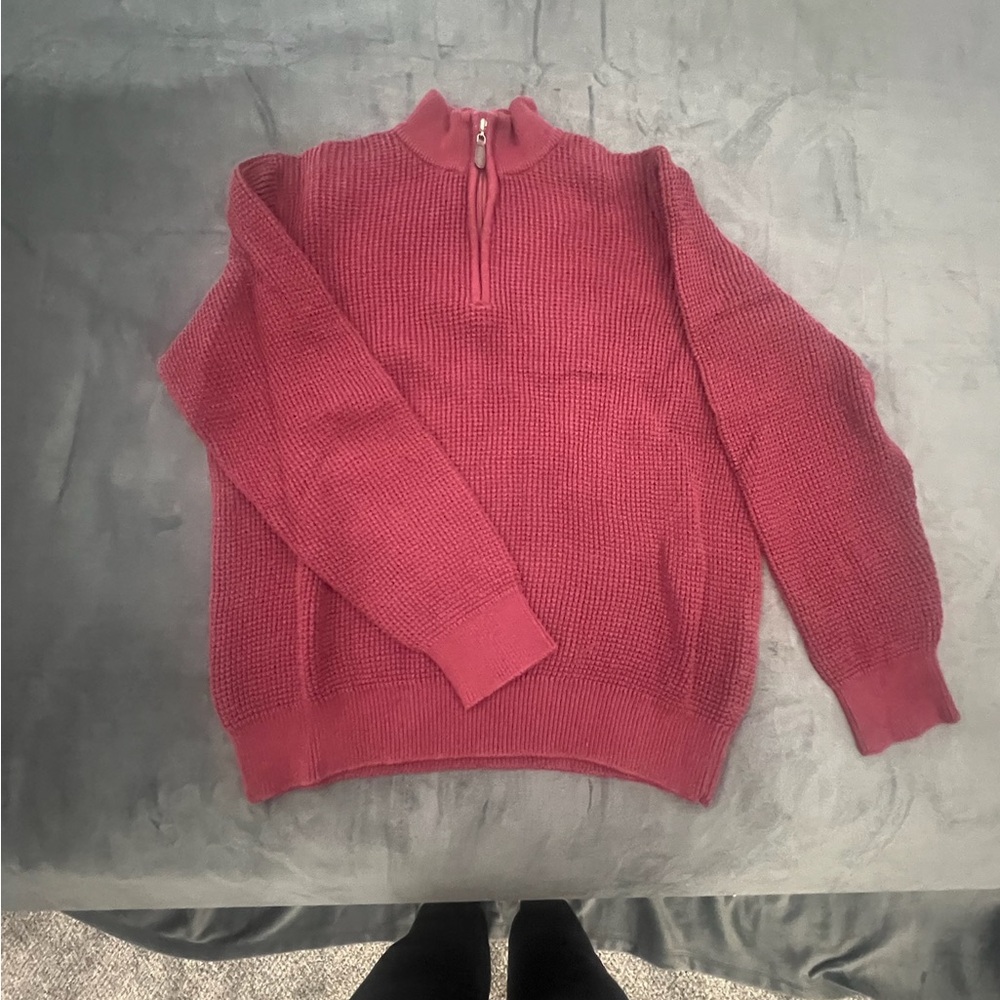 LL Bean Red Half-Zip Sweater